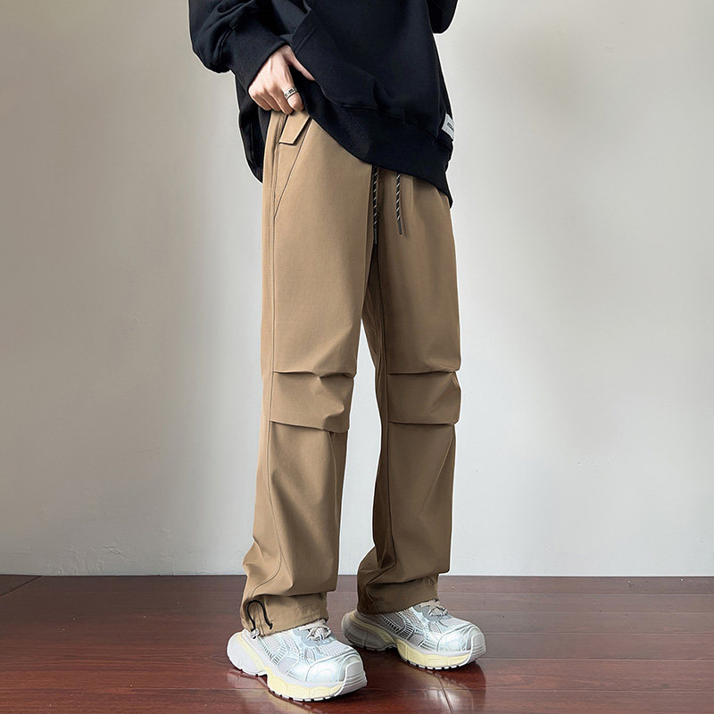 秋季ins潮牌港风工装裤宽松抽绳束脚裤日系复古男-5066-P40军绿色,男装休闲裤,星座307-3(原516-1)