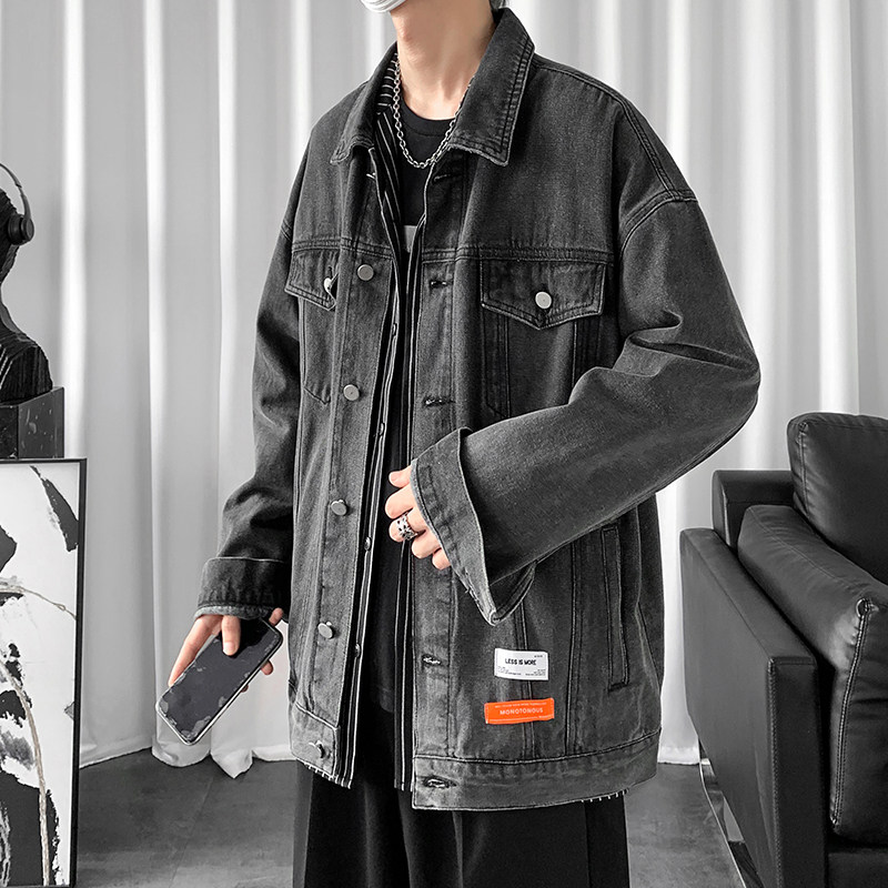 2024春季牛仔外套男港风潮牌宽松上衣服潮流韩版高街夹克-J06-P68,男装夹克,星座307-3(原516-1)