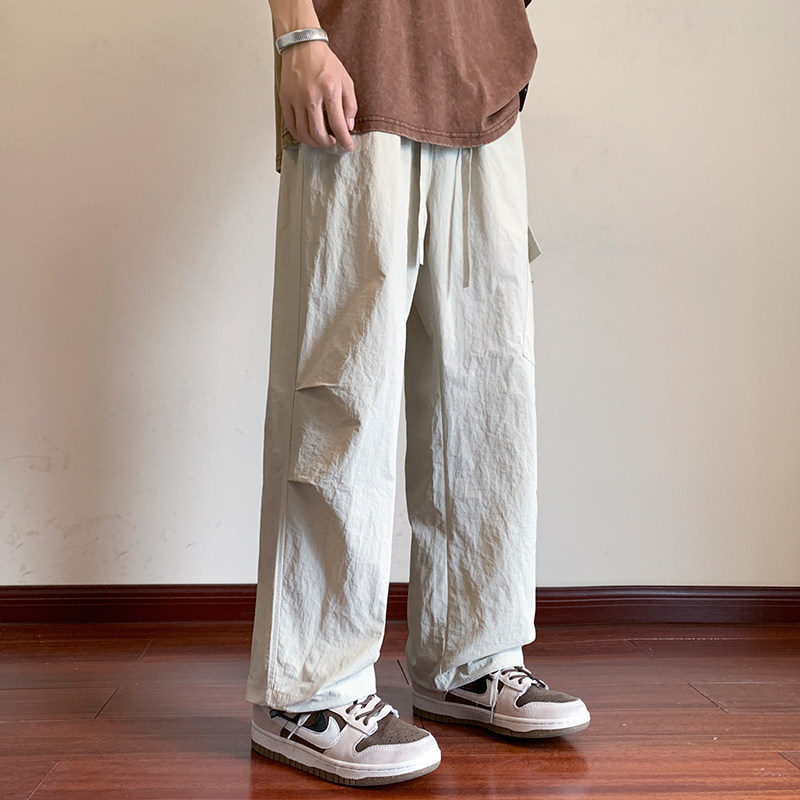日系工装休闲裤男生2024春夏季宽松阔腿裤直筒长裤男-K859-P55红,男装休闲裤,星座307-3(原516-1)