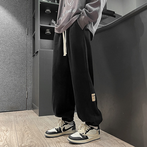 美式vibe裤子男秋冬潮牌加绒加厚休闲裤宽松大码束脚裤-K629-P45图片