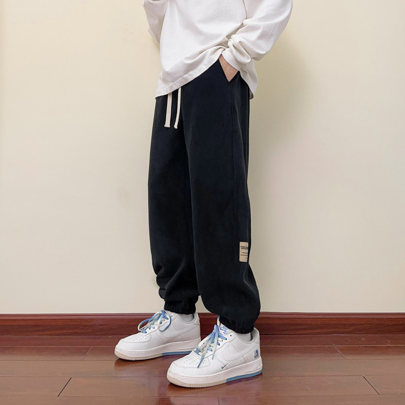 卫裤男冬季大码休闲裤高街ins港风加绒加厚运动束脚裤-K629-P48灰,男装休闲裤,星座307-3(原516-1)