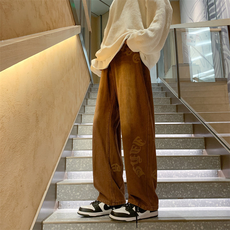 棕色美式vibe风裤子高街ins潮水洗做旧复古牛仔裤男长裤-5088-P50,男装牛仔裤,星座307-3(原516-1)