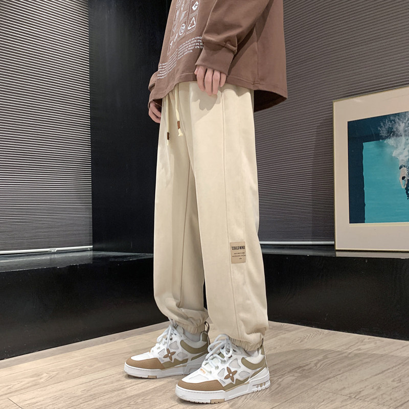 卫裤男麂皮绒运动裤2024春美式束脚裤男士休闲裤潮-K661-P45深灰,男装休闲裤,星座307-3(原516-1)
