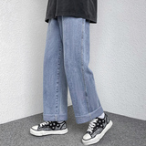 港风墙角宽松休闲裤大码直筒老爹裤牛仔裤跑量款-BK110-P35黑灰，男装牛仔裤，星座307-3(原516-1)