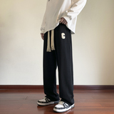 休闲裤男生2023秋季直筒卫裤宽松阔腿男士运动长裤潮-K331-P40灰，男装休闲裤，星座307-3(原516-1)