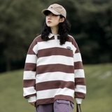 2023男女polo衫翻领拼色条纹字母卫衣情侣款上衣服-2381-墨绿P55，男装卫衣，星座307-3(原516-1)