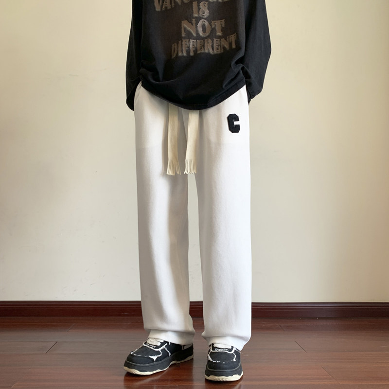 休闲裤男生2023秋季直筒卫裤宽松阔腿男士运动长裤潮-K331-P40灰,男装休闲裤,星座307-3(原516-1)