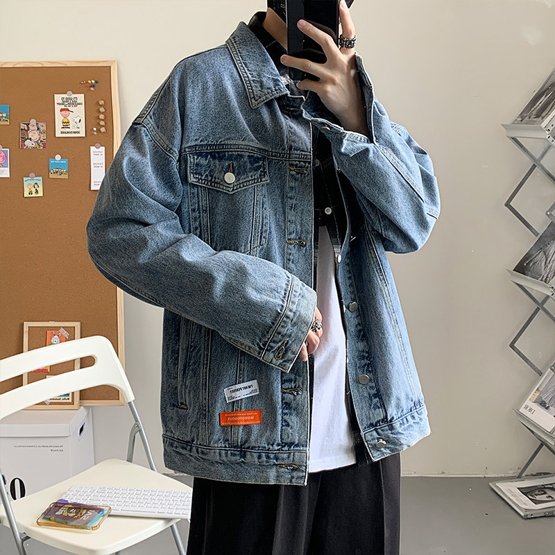 2024春季牛仔外套男港风潮牌宽松上衣服潮流韩版高街夹克-J06-P68,男装夹克,星座307-3(原516-1)