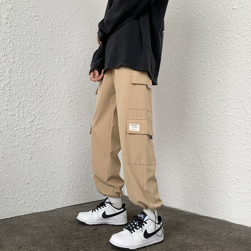 工装裤男2024春秋休闲长裤韩版潮流港风宽松九分裤-K252-P35深灰,男装休闲裤,星座307-3(原516-1)