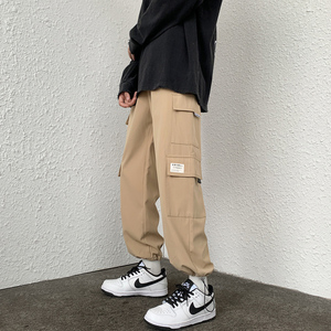 工装裤男2024春秋休闲长裤韩版潮流港风宽松九分裤-K252-P35深灰图片