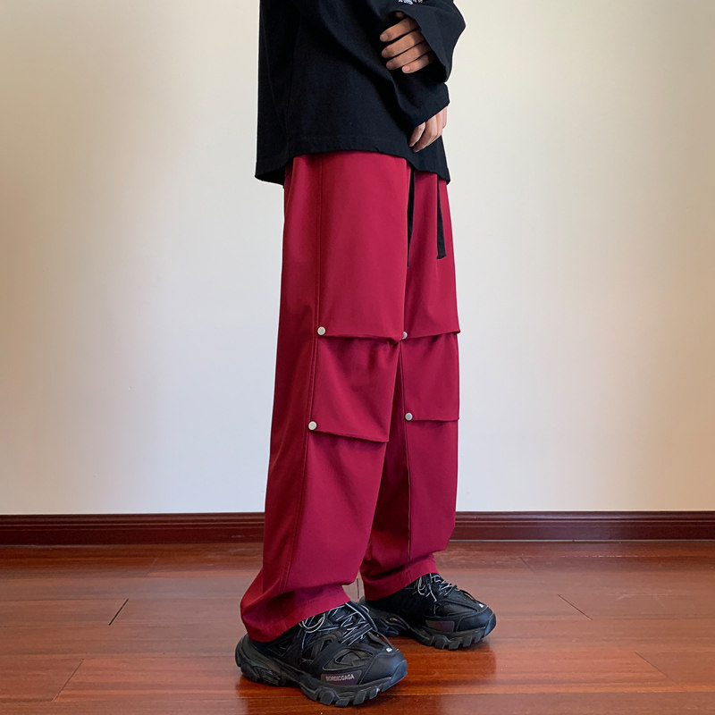 防水三合一冲锋裤男春夏季伞兵裤直筒宽松机能裤潮-K685-P38红色,男装休闲裤,星座307-3(原516-1)
