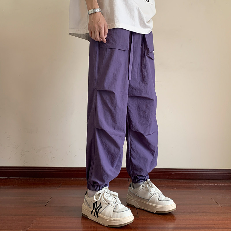 户外机能伞兵裤宽松直筒休闲裤束脚工装长裤男女潮-K861-P55黑色,男装休闲裤,星座307-3(原516-1)