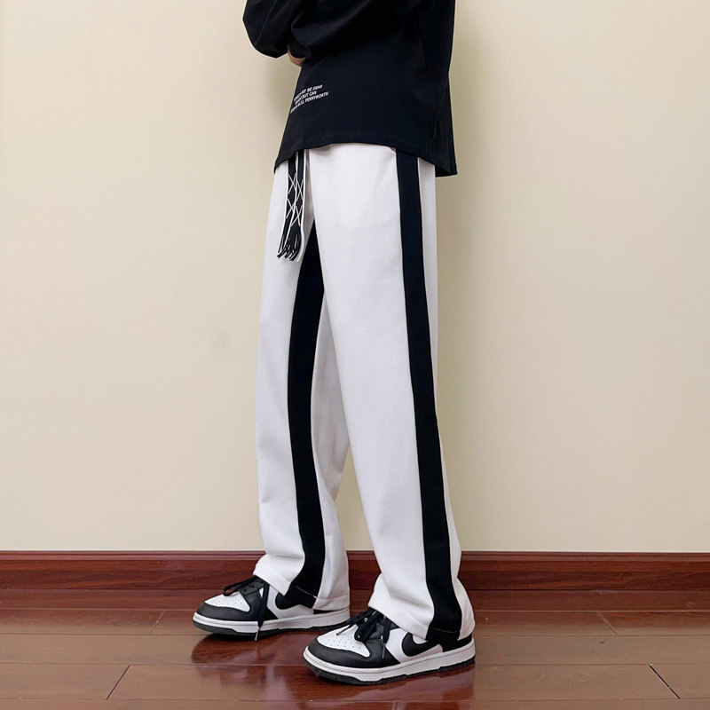 2024秋季休闲裤男士宽松大码卫裤潮流ins直筒运动裤-K615-P50黑,男装休闲裤,星座307-3(原516-1)