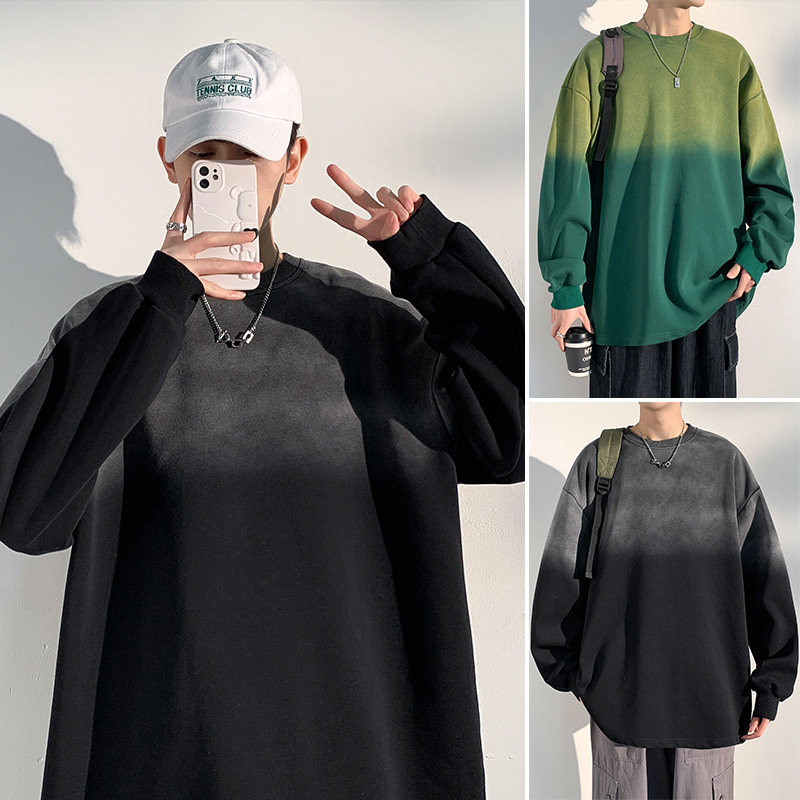 港风卫衣男2024春秋季渐变水洗oversize宽松情侣上衣-WY6602-P60图片
