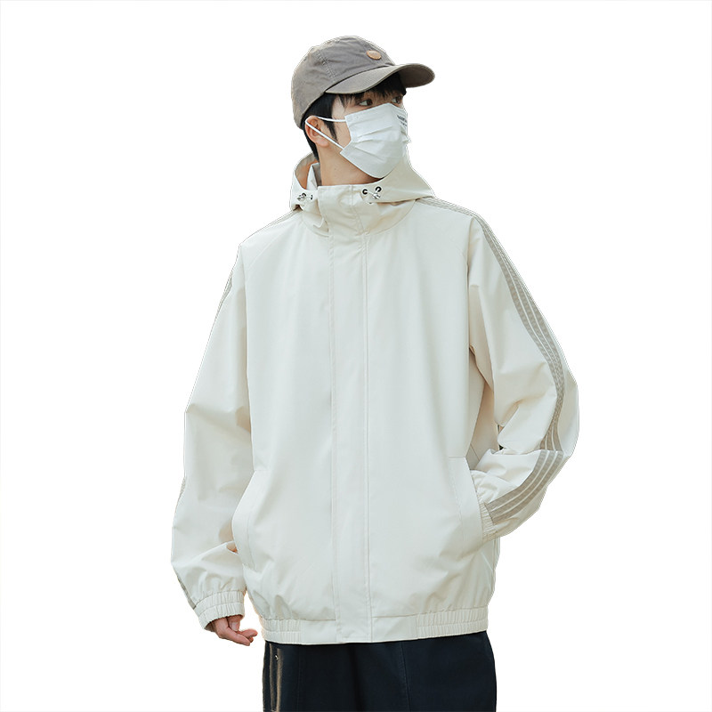 美式户外侧边条纹连帽冲锋衣设计感情侣夹克外套潮-JK2458-P58,男装夹克,星座307-3(原516-1)