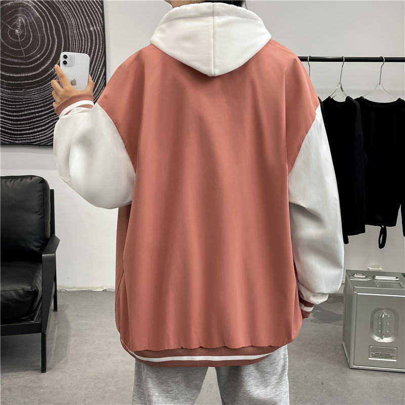 2024秋季棒球服男ins潮流宽松韩版港风嘻哈外套-JK817-P60粉色,男装夹克,星座307-3(原516-1)