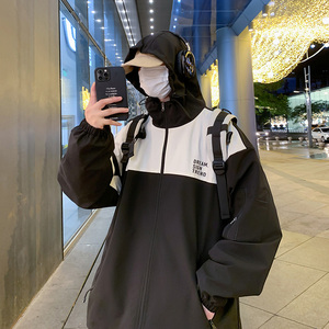 cityboy连帽冲锋衣外套男2024秋季潮牌登山服三防夹克-JK02-P68黑图片