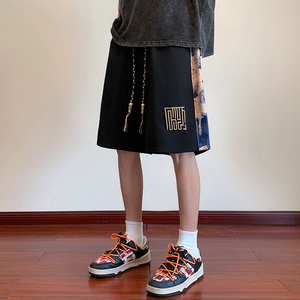 风短裤男2024夏季新款裤子大码青少年五分中裤-DK25-P40米白图片