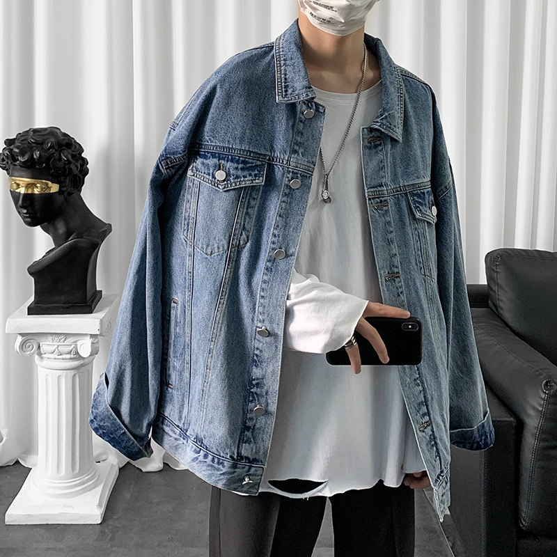 牛仔外套男2023春季韩版可脱卸连帽外套ins上衣-J03-P75-室内-蓝图片