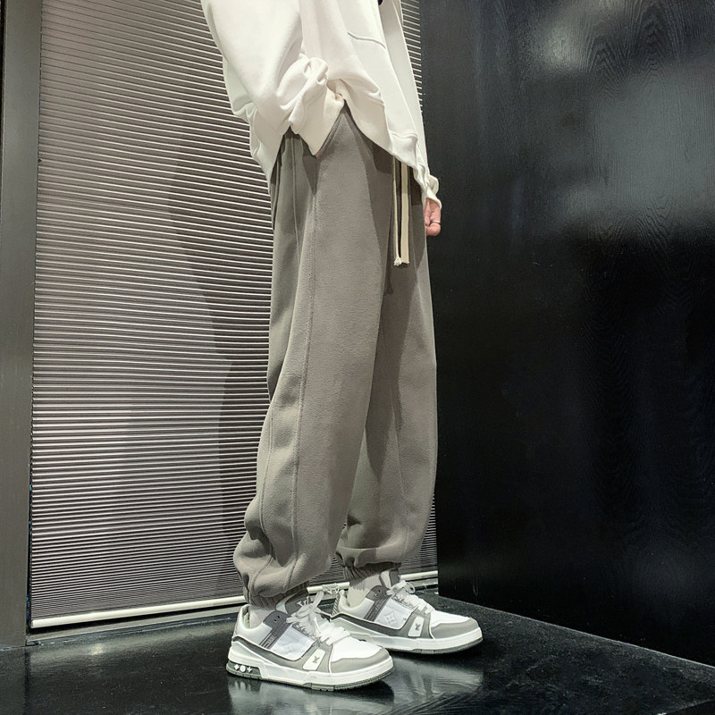 卫裤男秋冬运动裤加绒加厚宽松休闲裤男款束脚裤秋季-K629-P45白,男装休闲裤,星座307-3(原516-1)