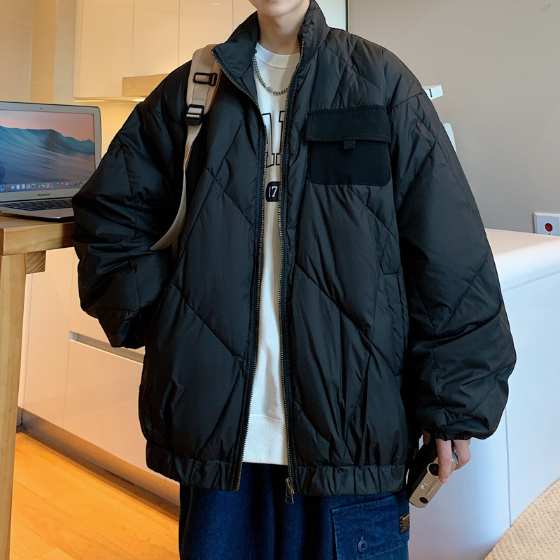 冬季日系复古立领棉衣男女潮牌宽松加厚港风情侣棉服潮-M05-P85黑,男装棉衣,星座307-3(原516-1)