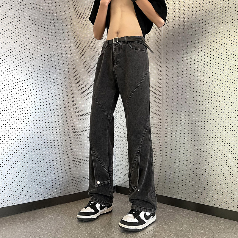 美式复古水洗牛仔裤男春夏hiphop设计感高街直筒长裤-K030-P50蓝,男装牛仔裤,星座307-3(原516-1)