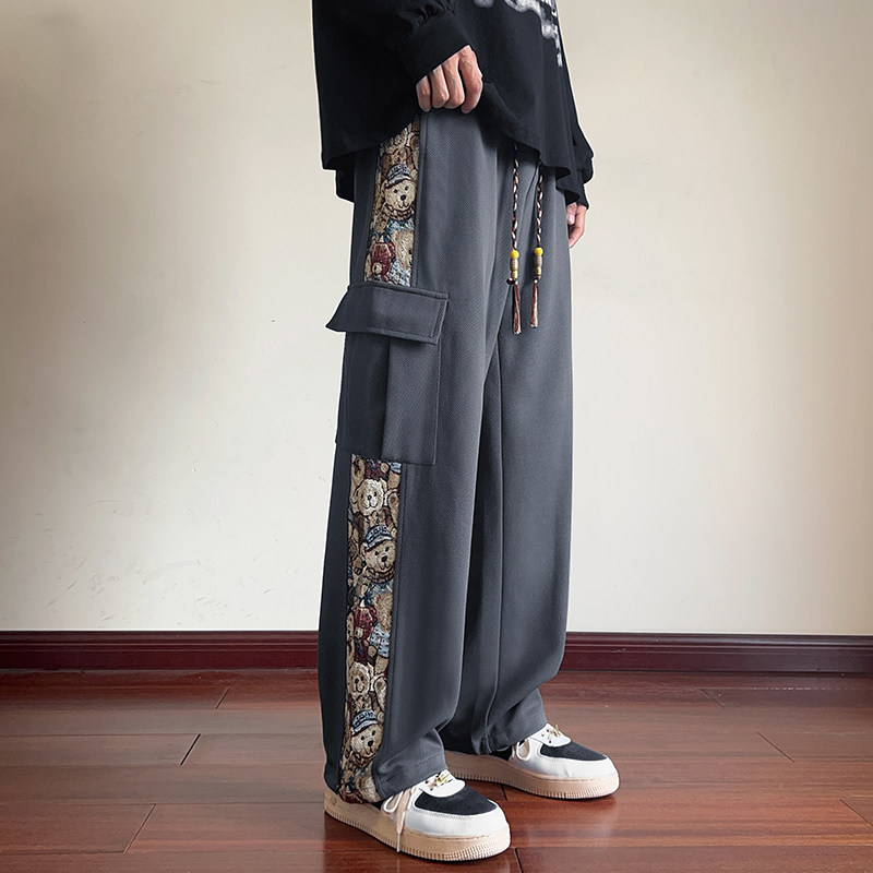 美式工装裤大码裤子男潮牌vibe运动直筒百搭休闲裤-K865-P58黑色,男装休闲裤,星座307-3(原516-1)