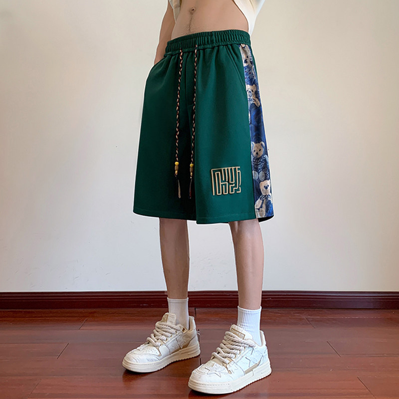 风短裤男2024夏季新款裤子大码青少年五分中裤潮-DK25-P40绿图片