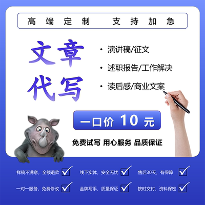 文章代写论写作公文写材料商业计划书述职报告文案代笔写作服务