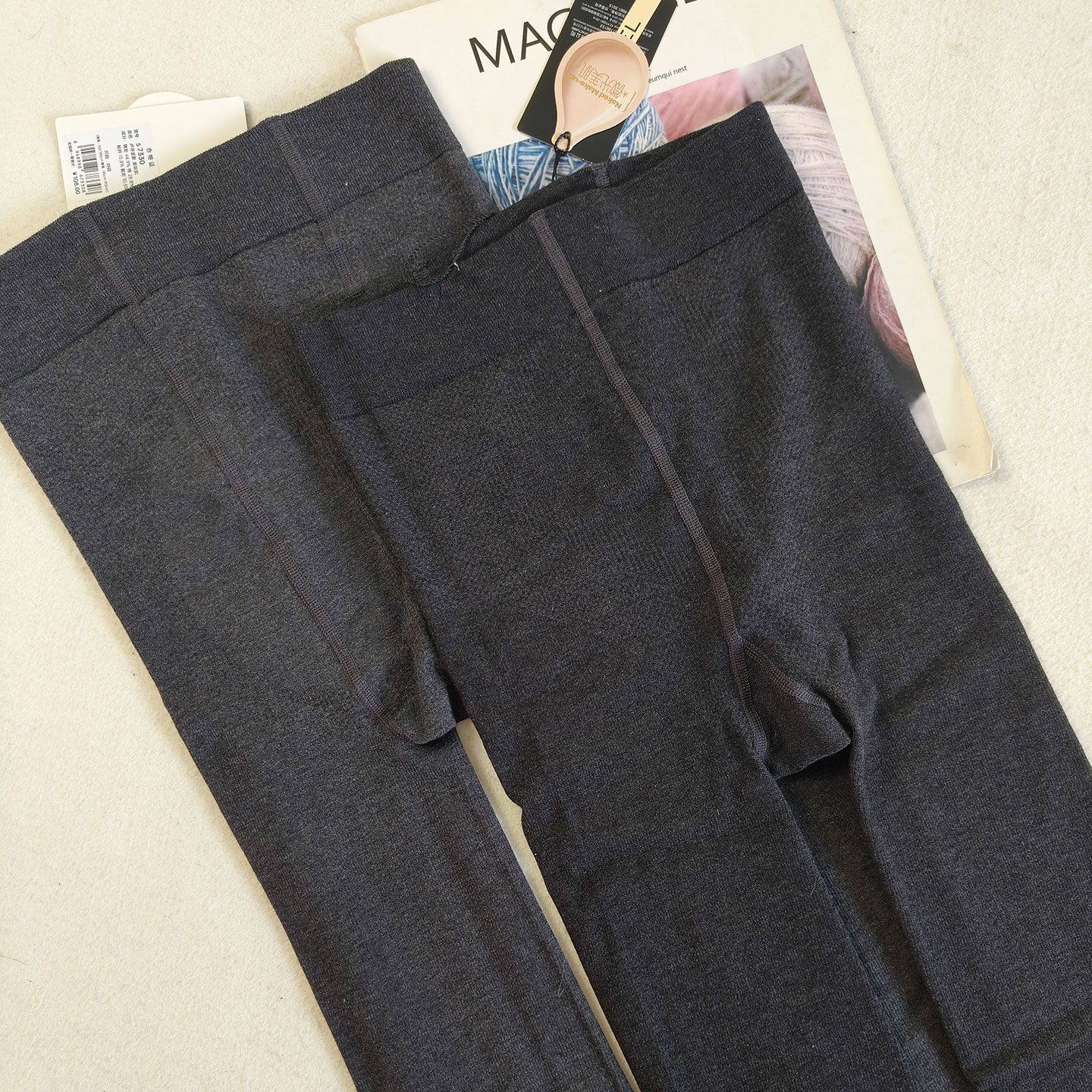 SK新款棉质竖条纹微压显瘦连裤袜