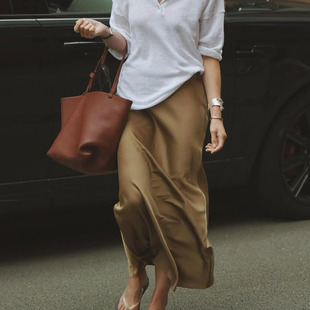 夏季 设计感小众别致显瘦气质百搭长裙 缎面半身裙女2025新款 法式