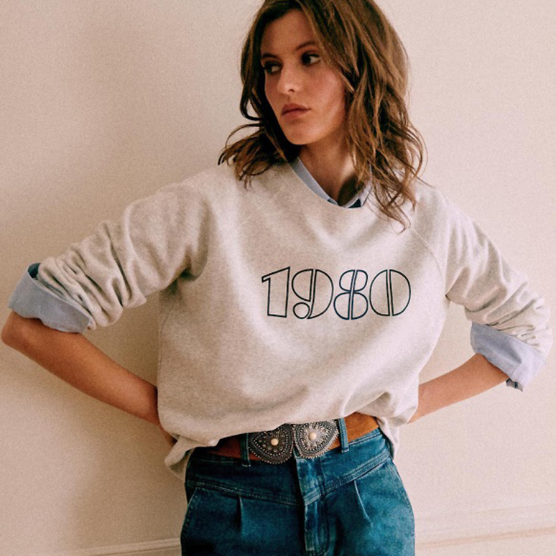 灰色卫衣法式复古纯棉直筒