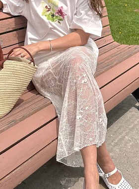 蕾丝半身裙女中长款浪漫纱裙度假风法式2026新款时尚INS博主风
