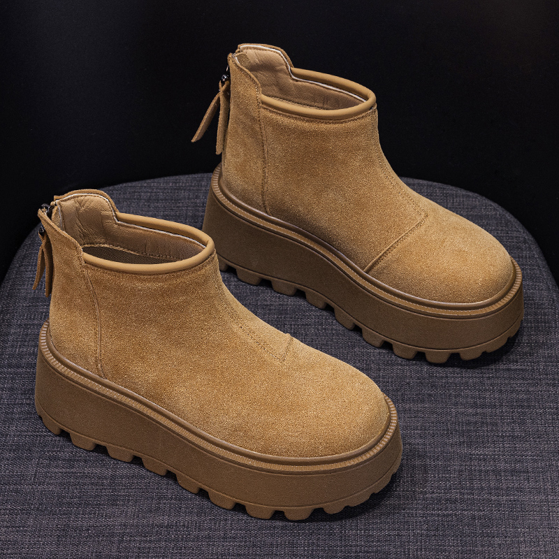 真皮雪地靴女2025新款增高厚底