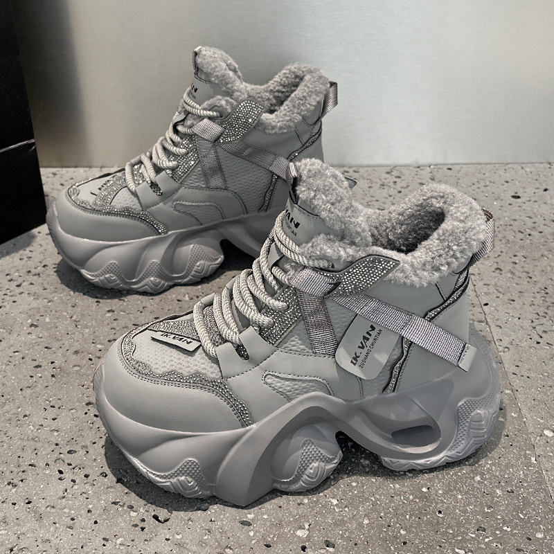 厚底增高真皮老爹鞋女2025新款