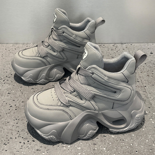 轻便小个子增高厚底时尚 真皮老爹鞋 加绒爆款 秋冬季 运动 女2025新款