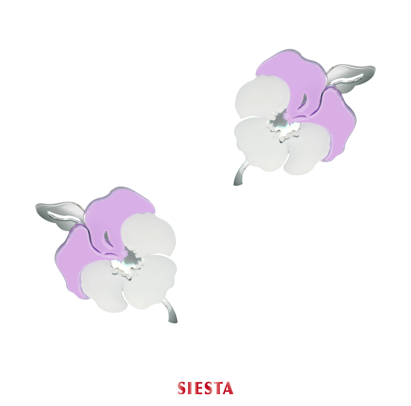 siesta希斯塔 漂浮记系列紫白花小众高级感原创设计925银耳钉耳环