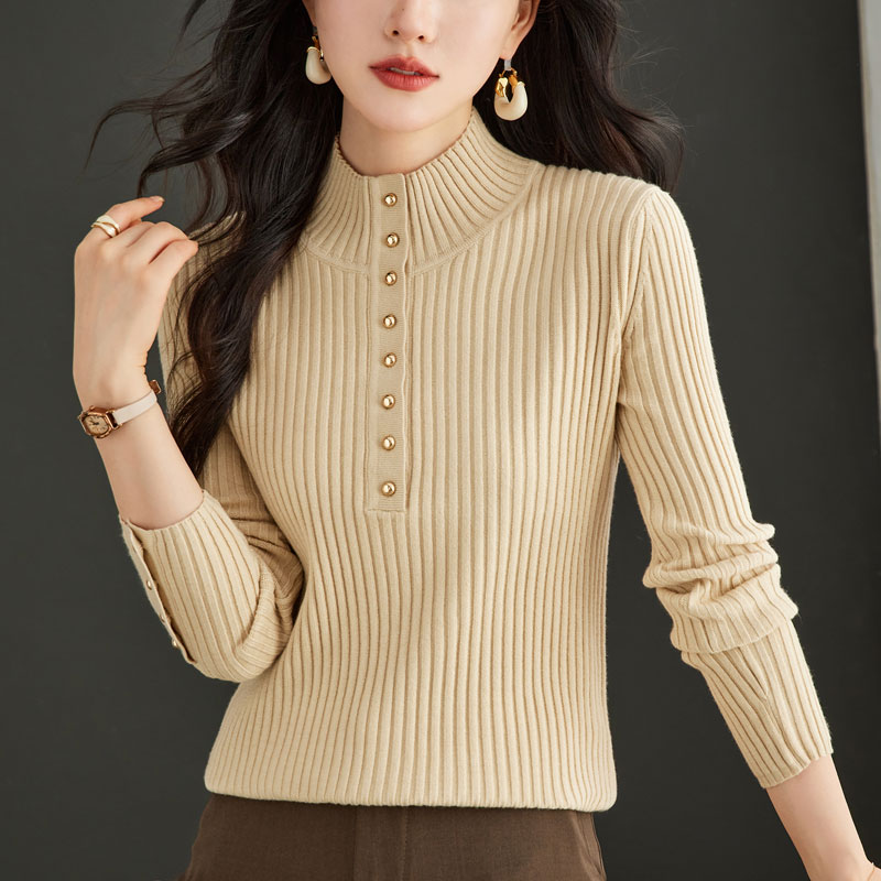 妈妈秋冬装修身显瘦毛衣洋气中年女半高领打底衫2024年新款针织衫
