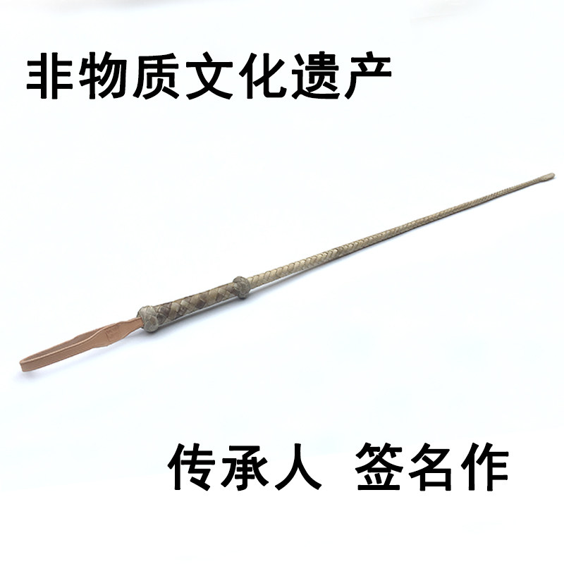 落凤山牌牛筋马鞭皮鞭非遗传承人签名收藏手作老字号骑马马车鞭子