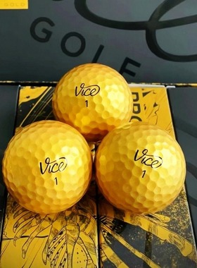 现货Vice Golf Pro Plus 限量版金色高尔夫球 110+专业远距12个装