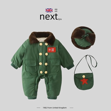 英国NEXT ZYU官方正品婴幼儿秋冬加厚加绒连体衣夹棉服东北军大衣