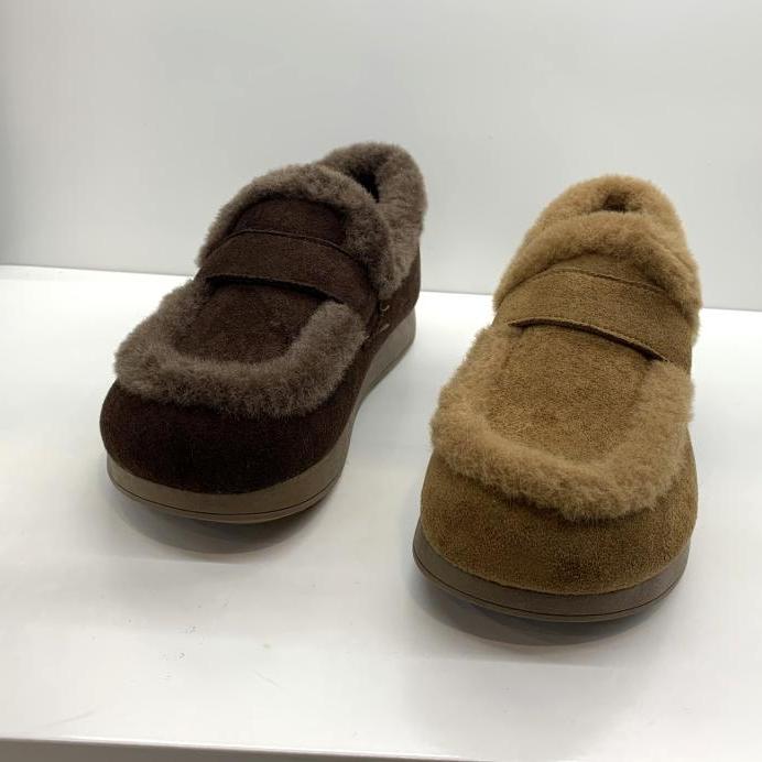 玉珊瑚羊毛平底乐福鞋女毛毛鞋