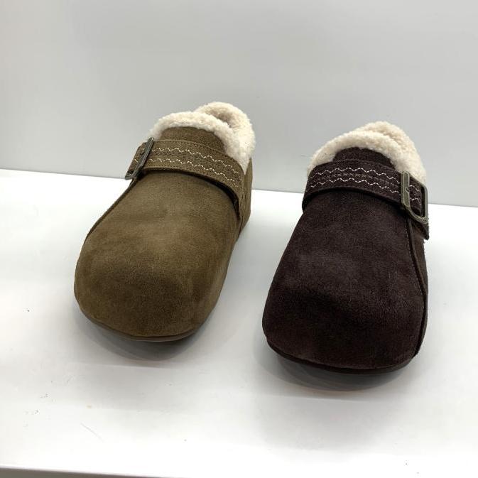 百纳诗休闲加绒真皮圆头博肯鞋