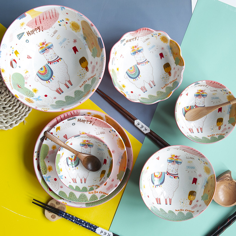 羊驼周末餐具和风四季