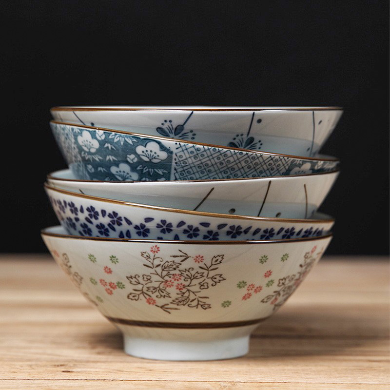 和风四季斗笠碗釉下彩陶瓷