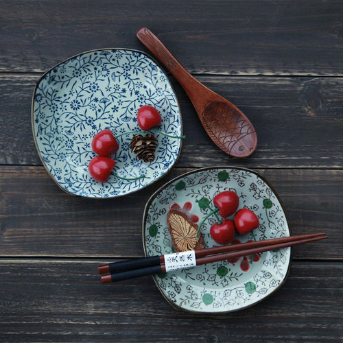 和风四季日式餐具渣盘四方凉菜盘