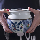 和风四季 釉下彩陶瓷盐罐调味罐厨房家用调料盒料瓶油辣子罐猪油罐