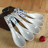 和风四季 环保釉下彩日式 手绘餐具陶瓷勺子小勺调羹汤勺汤匙饭勺