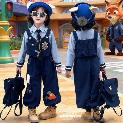 女童朱迪兔子警官套装迪士尼穿搭COS疯狂动物城衣服洋气学院套装