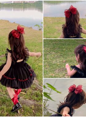 女童蕾丝纱纱蝴蝶结公主头饰发夹西班牙童装配套发饰百搭洋气发夹